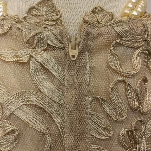 Sharon Batten Top With Ribbon and Netting in Taupe, Size 8 - Picture 8 of 9